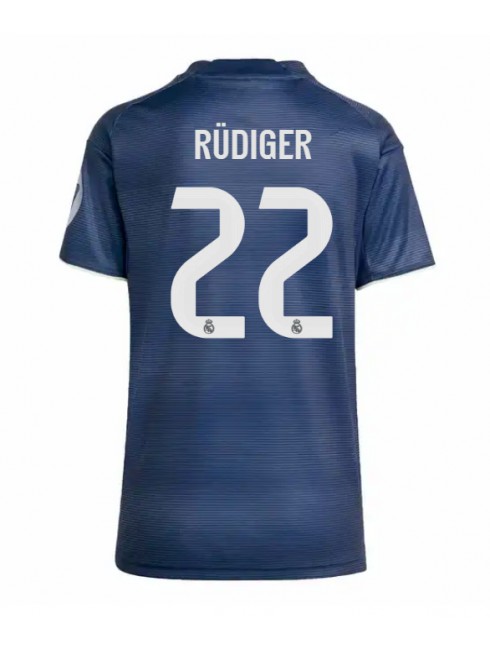 Zenske Futbalové oblečenie Real Madrid Antonio Rudiger #22 2025-26 Krátky Rukáv - Preč Zenske Futbalové oblečenie Real Madrid Antonio Rudiger #22 2025-26 Krátky Rukáv - Preč